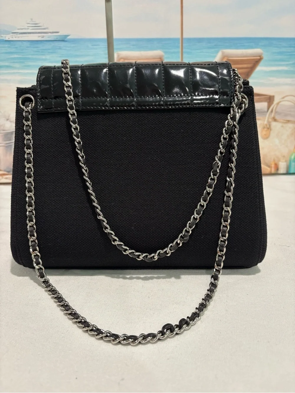 Authentic Chanel black Accordion Shoulder Bag w box duster and certificate